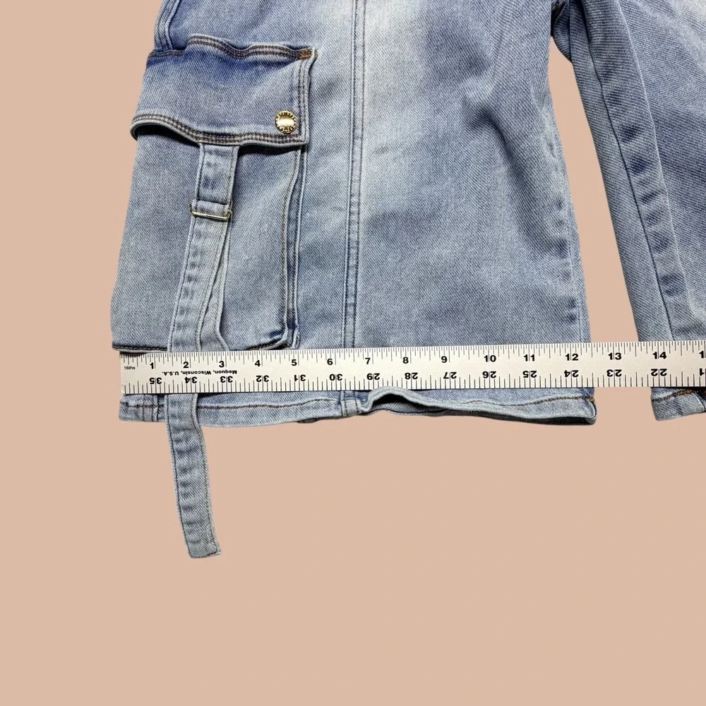 Retrofete New York Women's Cargo Light WashDenim Shorts Utility Designer Size 27